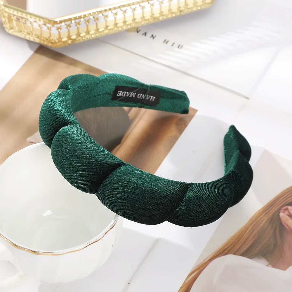 Retro Hair Hoops Wide Velvet Twist Sponge Headband Bezels Hairbands for Women Girl Wavy Braided Headbands Hair Accessories