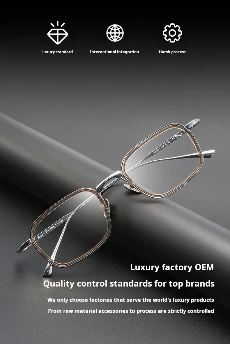 TFTB Retro All Pure Titanium Men's Glasses Luxury Square Small Framework Ultralight Optical Prescription Eyeglasses Frame 142mm