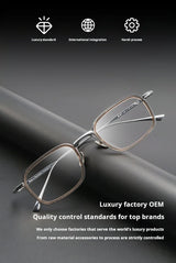 TFTB Retro All Pure Titanium Men's Glasses Luxury Square Small Framework Ultralight Optical Prescription Eyeglasses Frame 142mm