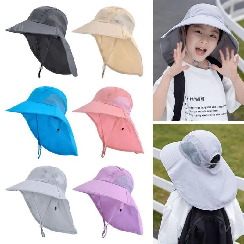 Boys Sunscreen Hat With Large Brim Shawl Versatile Fisherman Hat Hat Childrens Hat Sunscreen Durable Summer Sun Summer
