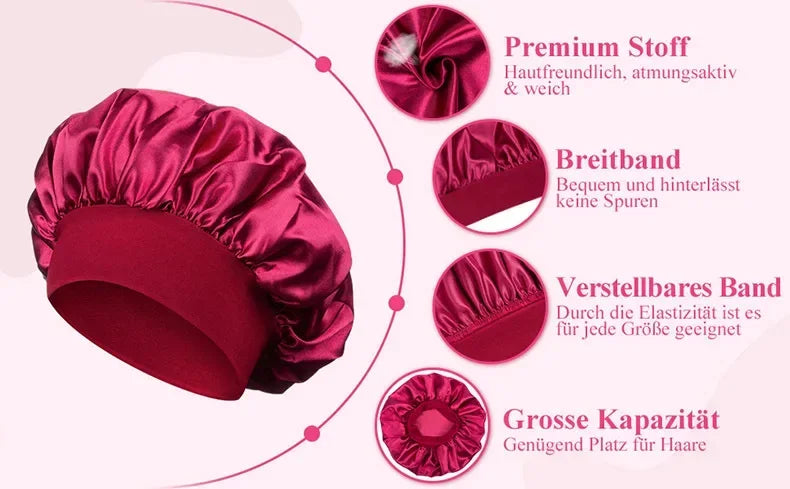 Newly Satin Night Hair Cap Women's Solid Sleeping Hat Sleep Care Bonnet Nightcap for Women Unisex Cap