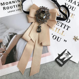 Rhinestone Bow Tie Women's Graduation Photo Student School Uniform Tie Ribbon Sweet Literary and Art Plaid Bowtie Collar Flower