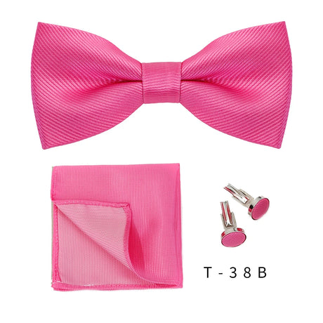 Men Ties Set Solid Color Bowtie Cravat Cufflinks Handkerchief Fashion Butterfly Party Wedding Bow Ties For Men Shirt Accessories