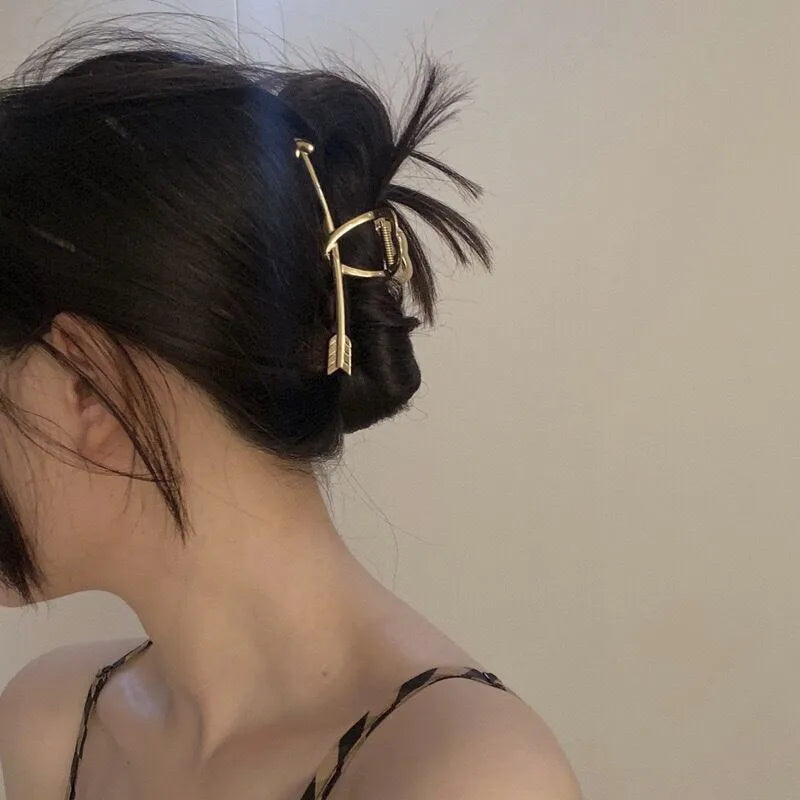 New Punk Geometric Metal Gold Silver Simple Hair Clip Claw for Women Trendy Large Crab Catches Clamp Korea Headwear Accessories