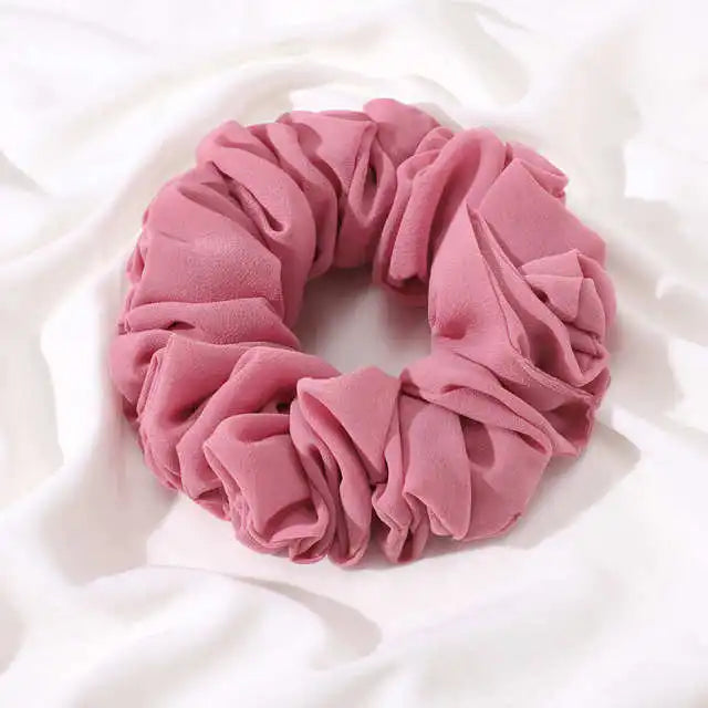 Elastics Chiffon Hair Band Solid Color Big Circle Scrunchies for Women Girl Ponytail Holder Hair Rope Hairband Hair Accessoires