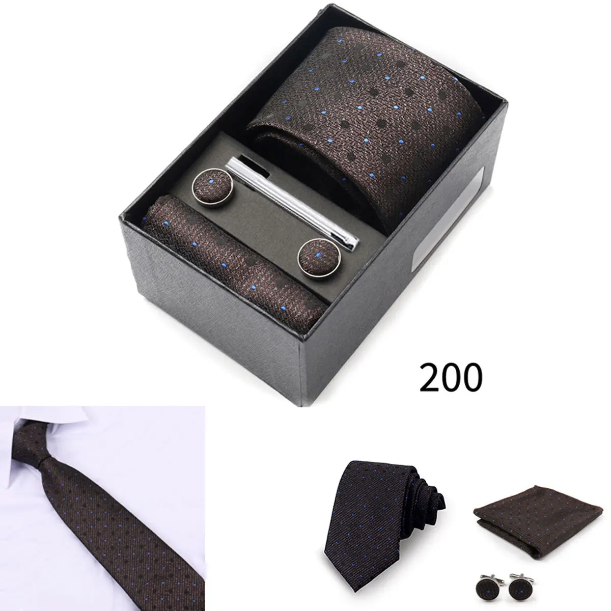 Men's Tie Gift Box With Neckties Handkerchiefs Cufflinks Tie Clips 6-Piece sets Group Business Wedding Festival Formal Ties