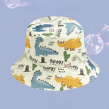 Cute Cartoon Printing Bucket Baby Hat Cotton Breathable Kids Fisherman Hat Infant Toddle Sun Hat with Drawstring for 1-5 Years