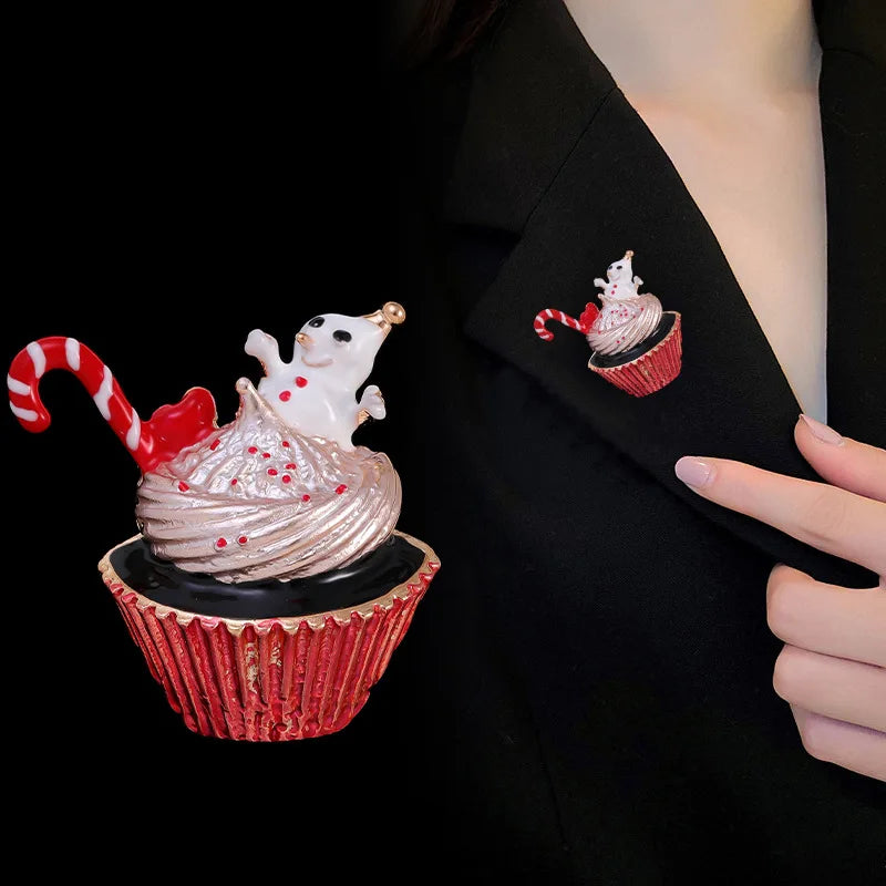 Christmas brooch apple snowflake bow cane candy ice cream gift pine cone pin men and women accessories