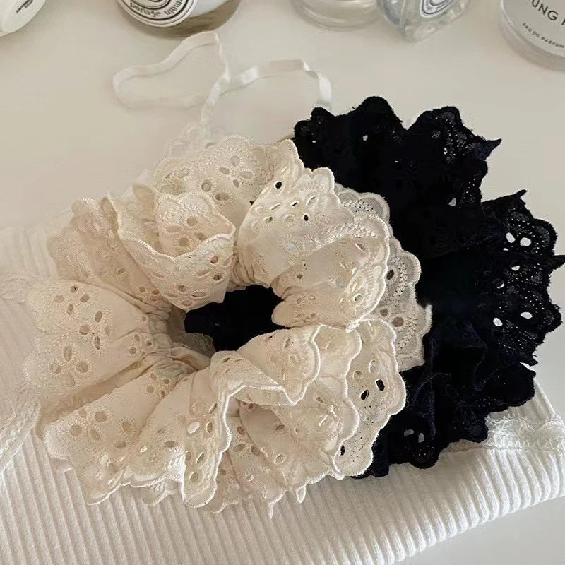 Oversized Lace Hair Scrunchie Elastic Ponytail Holder Elastic Hair Accessories