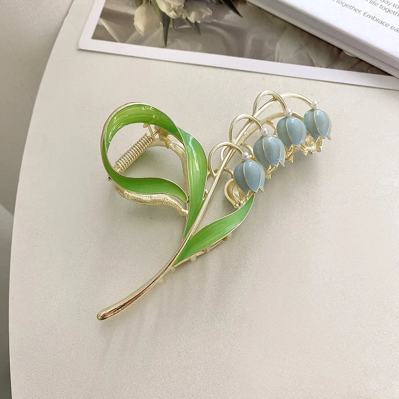 New Tulip Hair Claw Flower grace Shark Clip Headdress Vintage Ponytail Claw Clip Trendy sweet HAIR CLIP FOR GIRL Hair Jewelry