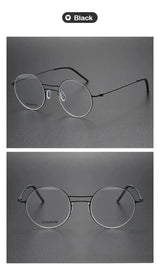 Handmade Round Titanium Glasses Frames 5518 Retro Men Double Beam Round No Screw Eyeglasses Denmark Brand Lightweight Women