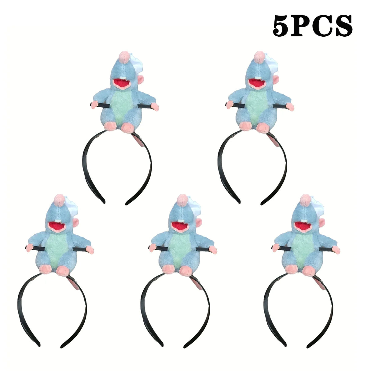 5PCS Headband Cartoon Mouse Hairband New Cartoon Plush Doll Headband French Wide-brim Hairpin Photo Headwear Creative Girl Gift