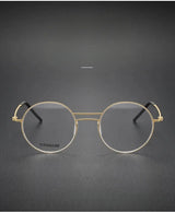 Handmade Round Titanium Glasses Frames 5518 Retro Men Double Beam Round No Screw Eyeglasses Denmark Brand Lightweight Women