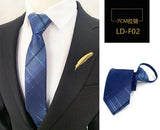 HUISHI Striped Plaid Print Neck Ties For Men Wedding Party Lazy Zipper Tie Fashion Business Necktie Male Suit Accessori Cravats