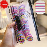 50/100/200/300pcs Cute Hair Ties For Kids & Girls - Colorful Elastic Polyester Hair Ties, Ideal choice for Gifts