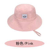 SMILE Baby Sunhat Summer Spring Kids Bucket Hat For Girls Boys Children Big Visor Cotton Sun Cap Beach Travel Panama Hats Caps