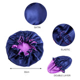 New Women Reversible Satin Bonnet Hair Caps Double Layer Adjust Sleeping Cap Extra Large Round Nightcap Head Wrap Shower Caps