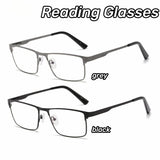 Blue Light Blocking Eye Protection Eyeglasses Men Square Metal Large Frame Reading Spring Leg Elderly Presbyopia Glasses