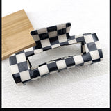Clearance_Black White Checkered Rectangle Hair Claw Clips For Women Girls Fashion Hair Clips For Styling Claw Clamps Hair Access