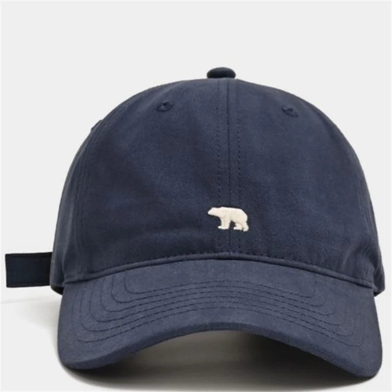 Outdoor Fashionable Unisex Retro Polar Bear Embroidered Baseball Cap New Style Versatile Big Head Circumference Duckbill cap