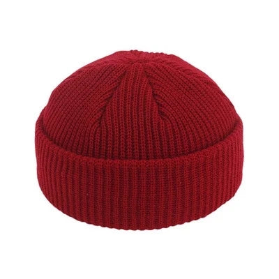 Unisex Autumn Warm Cap New Fashion Men's Beanie Winter Knit Hat Boy Skullcap Sailor Cap Cuffs Retro Navy Short Hat Solid Color