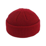 Unisex Autumn Warm Cap New Fashion Men's Beanie Winter Knit Hat Boy Skullcap Sailor Cap Cuffs Retro Navy Short Hat Solid Color