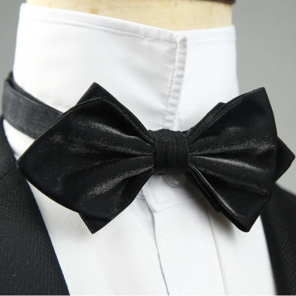 4 Styles Solid Color Black White Wine Bow Ties New Ribbon Gilded Butterfly Double Layered Wedding Party Bowknot Tuxedo Cravat
