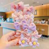 10Pcs/Set Big Bow Flower Elastic Hairbands Children Girls Sweet Hair Ties Fashion Headbands Hair Accessories Rubber Band For Kid