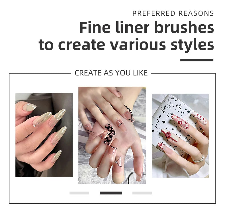 5PCS Nail Art Liner Brushes Hand Painted Brush Acrylic UV Gel Colours Paints Builder Drawing Pen DIY Manicure Design Accessories