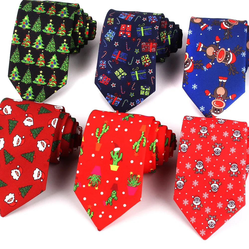 Men's Christmas Festival Theme Tie Suitable For Shirt Suit Neck Tie Accessories Festival Performance Neckties