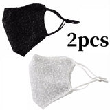 1/2pc Black White Lace Face Mask Reusable Breathable Cosplay Mask for Makeup Dance Parties Sunscreen Mask for Outdoor Activities