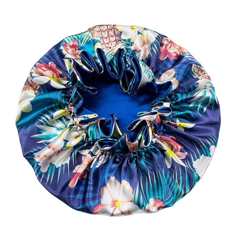 Double Layer Silky Satin Bonnet Women Sleeping Cap Large Reversible Satin Linned Night Sleep Headwrap Hat Hair Wrap Accessories