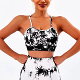 Tie-dye yoga clothing set, sports bra, intimates, yoga pants, non-falling sports tights, peach butt lifting line