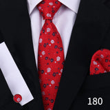 Tie For Men Classic Plaid Handkerchiefs Red Necktie Cufflinks For Men Blouse Business Wedding Accessories Women Collar Man Gift