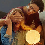 LED Night Light Moon Lamp DIY Starry Lamp Full Moon 3D Lamp Bedroom Decor Kids Birthday Gift Battery Power with Wooden Stand
