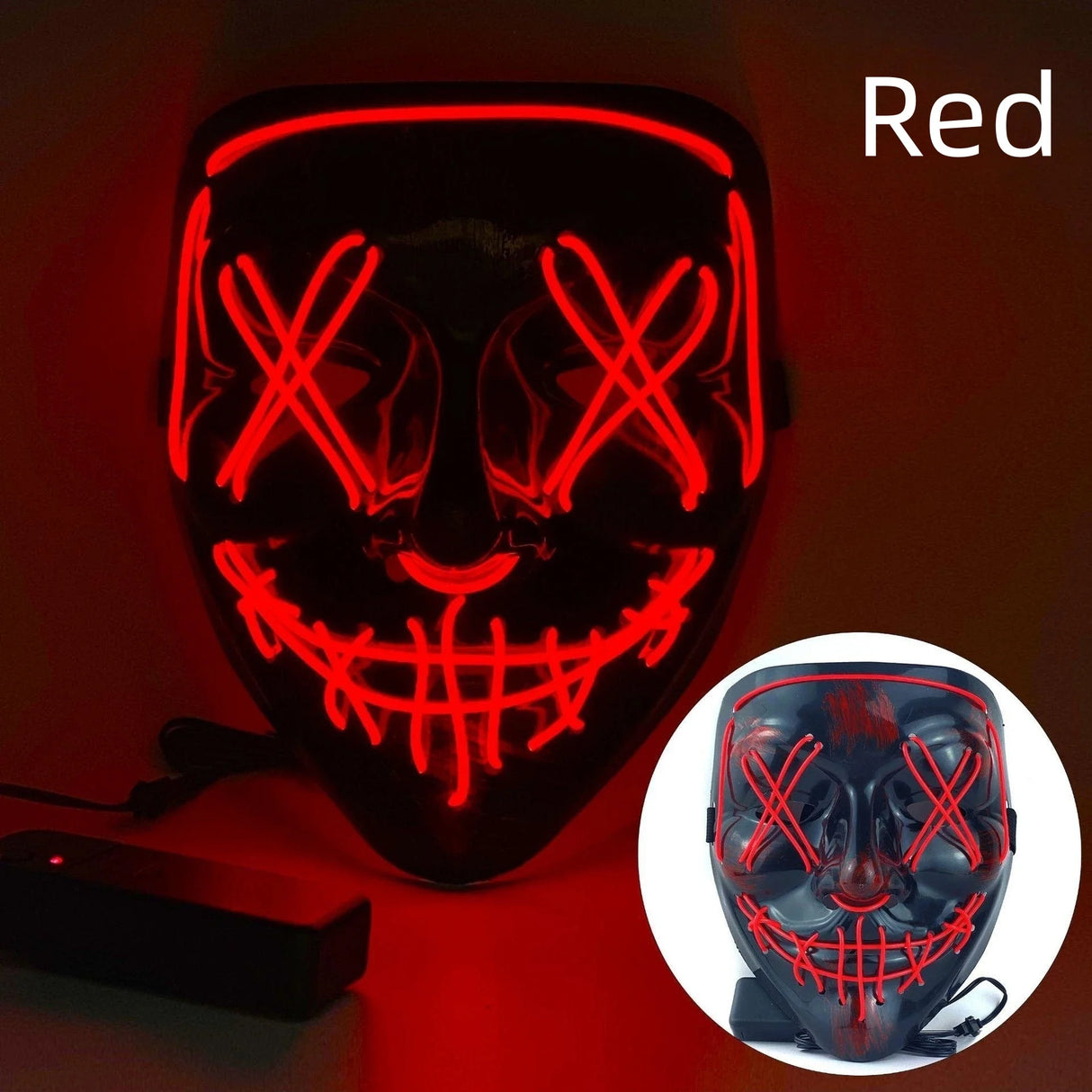 Cosmask Halloween Neon Mask Led Mask Masque Masquerade Party Masks Light Glow In The Dark Funny Masks Cosplay Costume Supplies