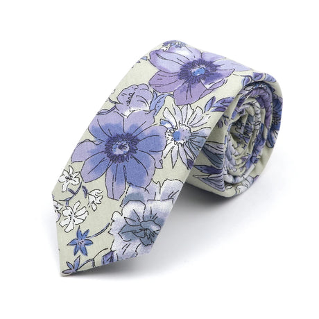 New Style Floral Printed 6cm Tie Blue Green Purple Skinny 100% Cotton Necktie For Men Women Wedding Party Suits Shirt Accessory