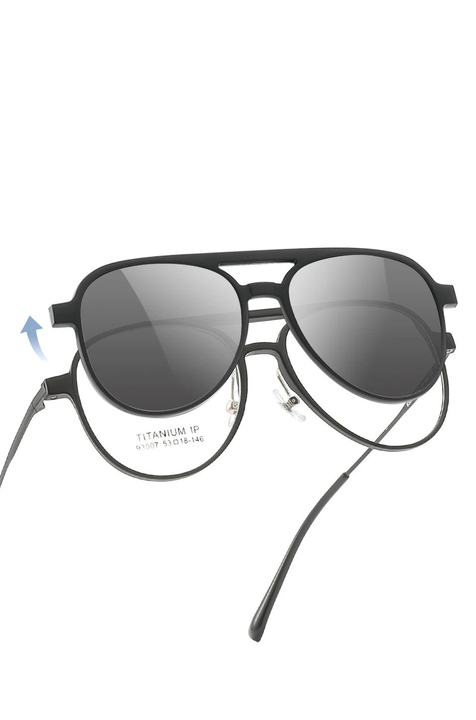 3 In 1 Pure Titanium Women Double Beam Glasses Frame With Polarized Clip On Sunglasses And Night Vision Men Half Rim Eyewear