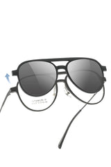 3 In 1 Pure Titanium Women Double Beam Glasses Frame With Polarized Clip On Sunglasses And Night Vision Men Half Rim Eyewear