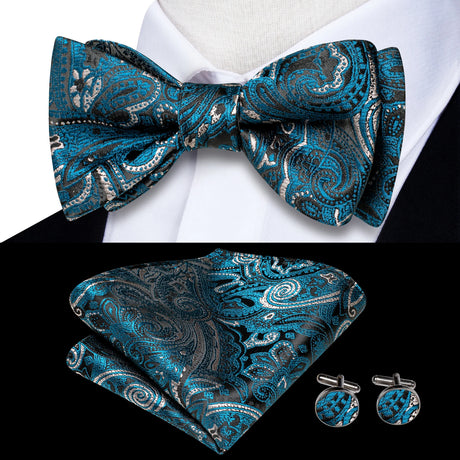 Dropshipping Jacquard Silk Mens Self Bow Tie Hanky Cufflinks Set Male Butterfly Knot Bowtie Wholesale for Male Wedding Business