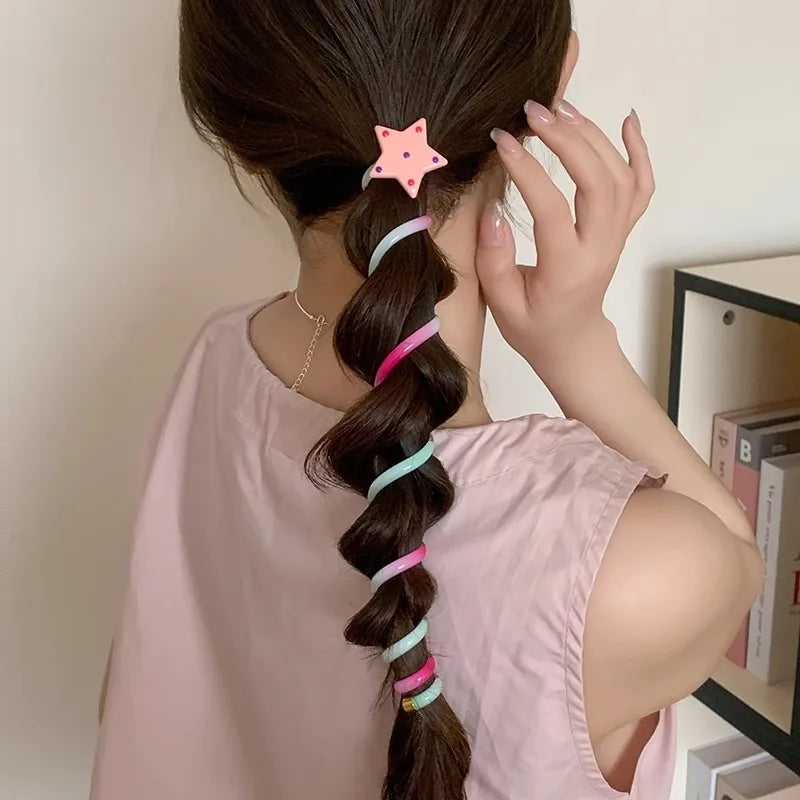 1/4pcs Elastic Telephone Wire Hair Ties Women Girls Star Hair Bands Spiral Coil Rubber Band Ponytails Head Rope Hair Accessories