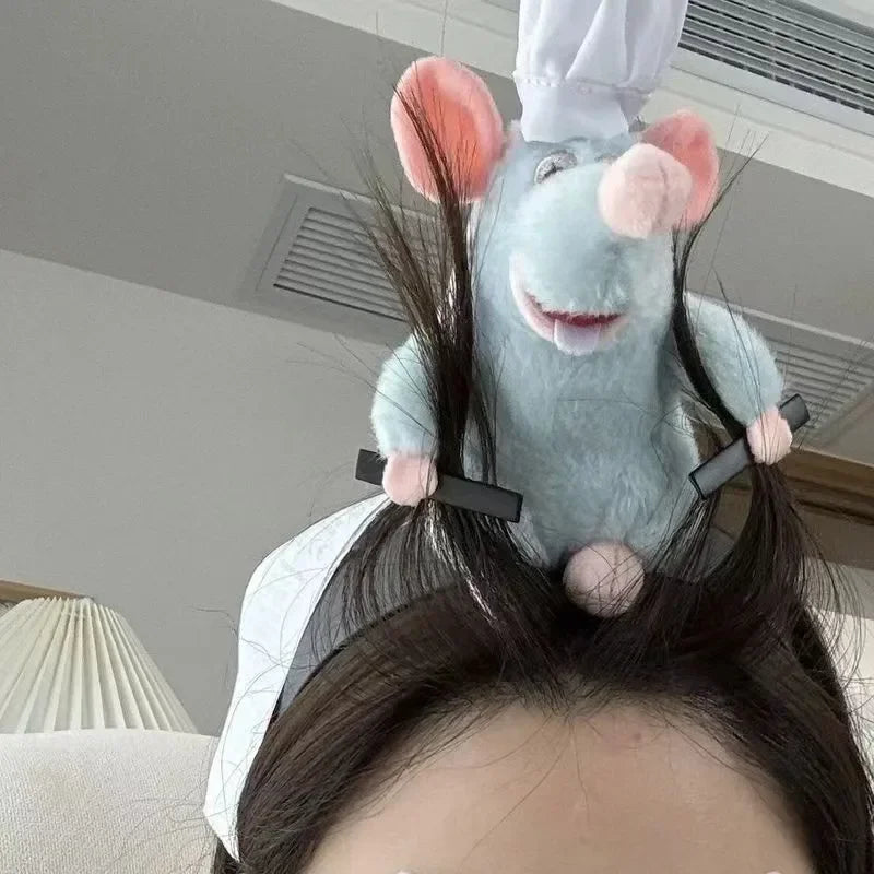 5PCS Headband Cartoon Mouse Hairband New Cartoon Plush Doll Headband French Wide-brim Hairpin Photo Headwear Creative Girl Gift