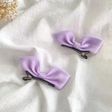 1Pair Cute Girls Hairgrips Hairpins Hair Clips Solid Color Ribbon Bow-knot Handmade Bows Barrettes Hair Accessories