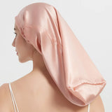 Luxury Comfortable Solid100% Real Silk Long Nightcap Hair Care Perm Beauty Sleeping Hat
