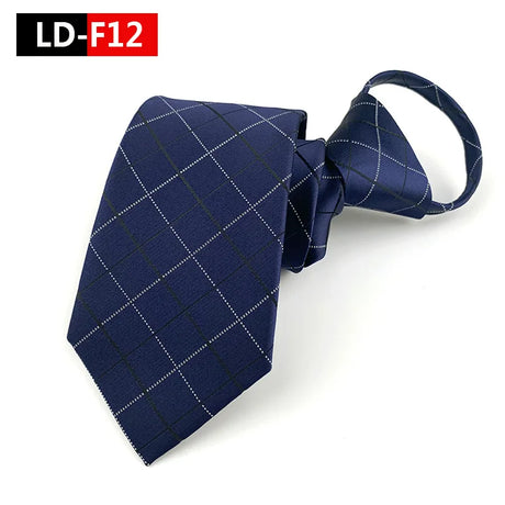 HUISHI Striped Plaid Print Neck Ties For Men Wedding Party Lazy Zipper Tie Fashion Business Necktie Male Suit Accessori Cravats