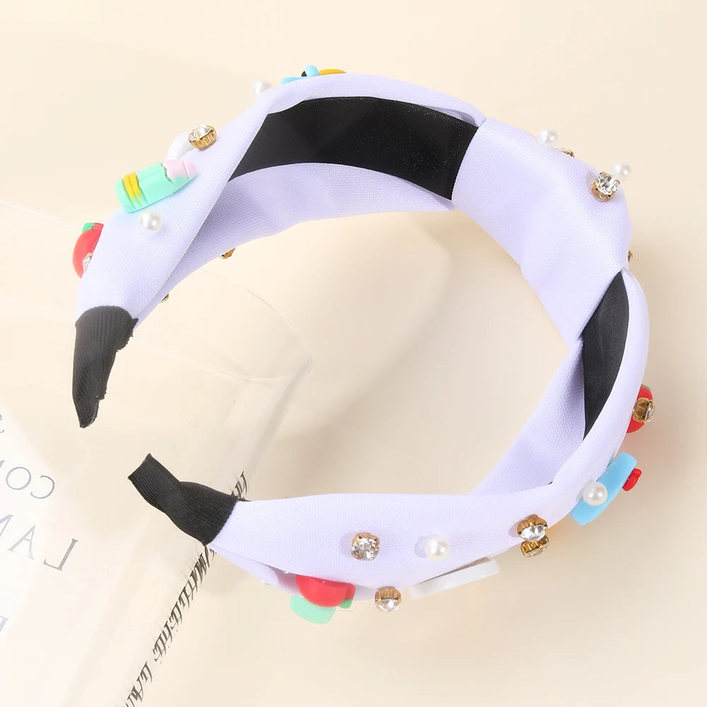 Knotted Wide Headbands Diadem For Back To School Pearls Pencil Hair Bands Kids Head Hoop Girls Children Daily Tiara Accessories
