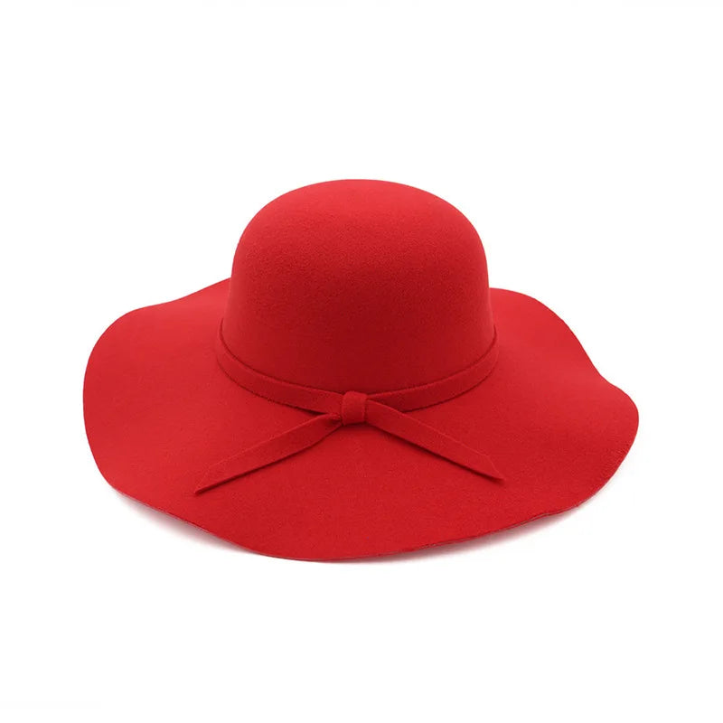 New Hat Fedora Hat Ladies Top Hat Ladies Classic Fluffy Wide-brim Wool Felt Bowler Hat Beach Warm Ladies Fedora Hat Bucket cap