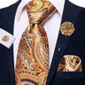 Paisley Pink Necktie With Brooch Silk Elegent Wedding Tie For Men Handky Cufflink Fashion Business Party Hi-Tie Designer