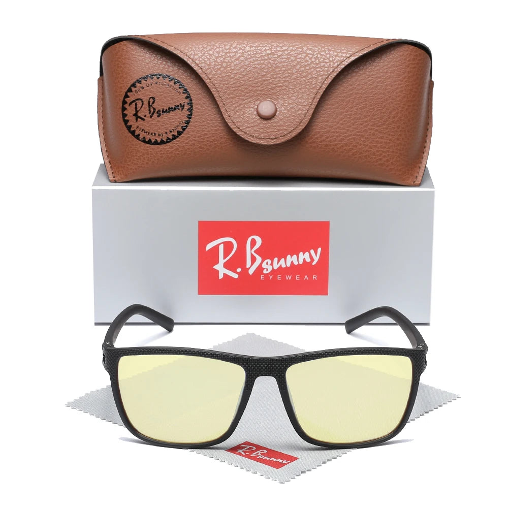 RBsunny Blue Light Blocking Glasses Men Computer Gaming Glasses Anti Eyestrain UV400 Clear Lens Eye Protection Rectangle Frame