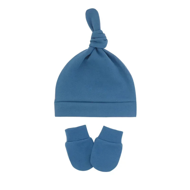 Newborn Baby Hat with Gloves Autumn Winter Warm Cotton Kids Beanies Stuff Children Accessories Infant Nightcap 0-6 Months Babies